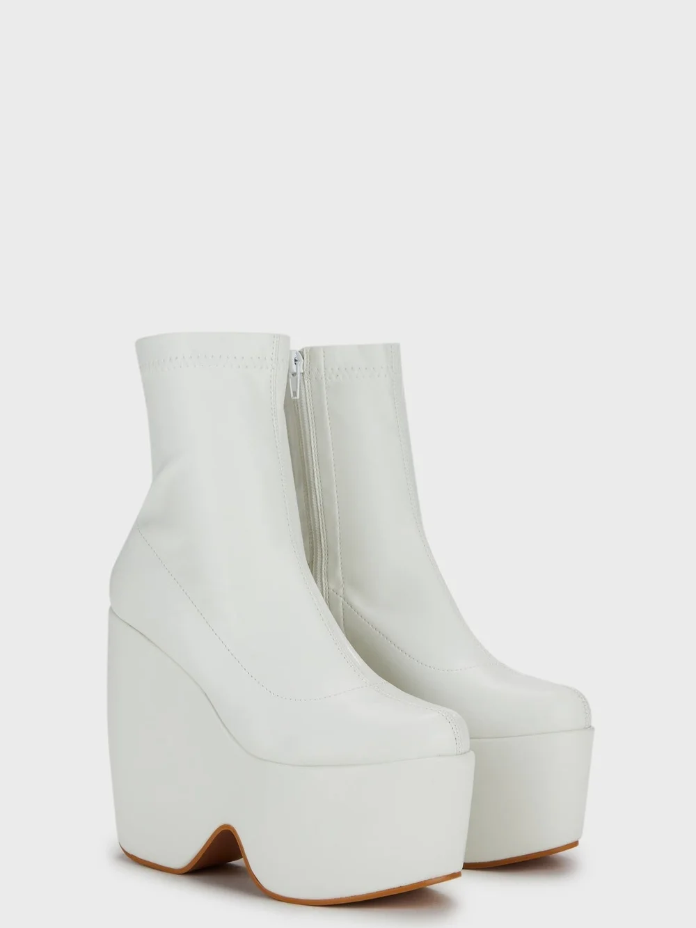 Azalea Wang By Akira LOXLEY Women's White Platform Wedge Bootie SZ9